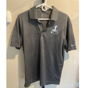 NIKE Men's NFL Super Bowl XLVIII Dri Fit Polo Shirt Medium Grey Short Sleeve